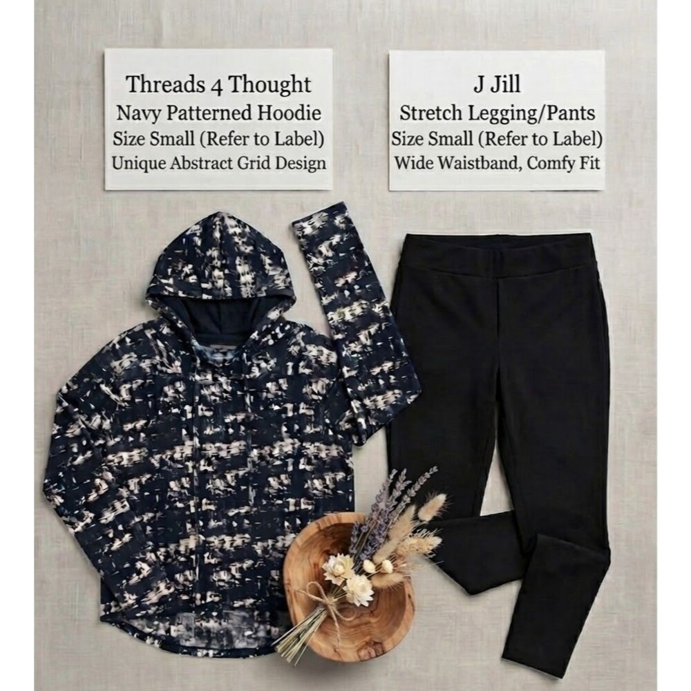 2 Pack Lot! J Jill Ponte Leggins S & Threads 4 Thought Soft Athleisure Hoodie